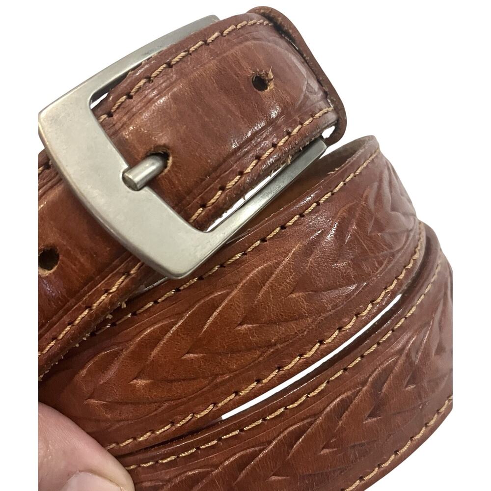 Italian Leather Dress Belt Woven Braided  Embossed Texture SZ 40 Vera Pelle